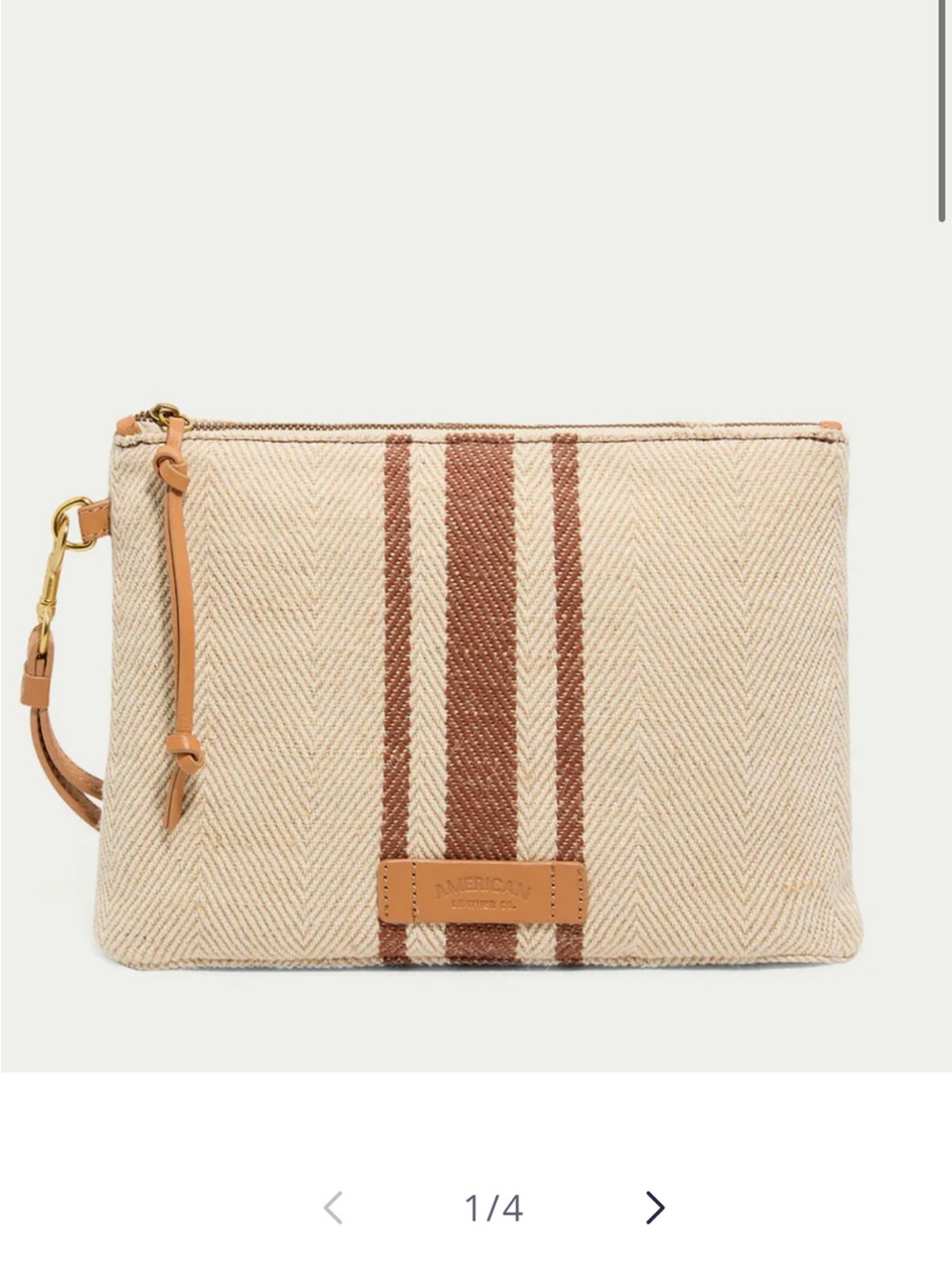American Eagle Outfitters Beige Wristlet with Brown Stripe Detail - Picture 1 of 10